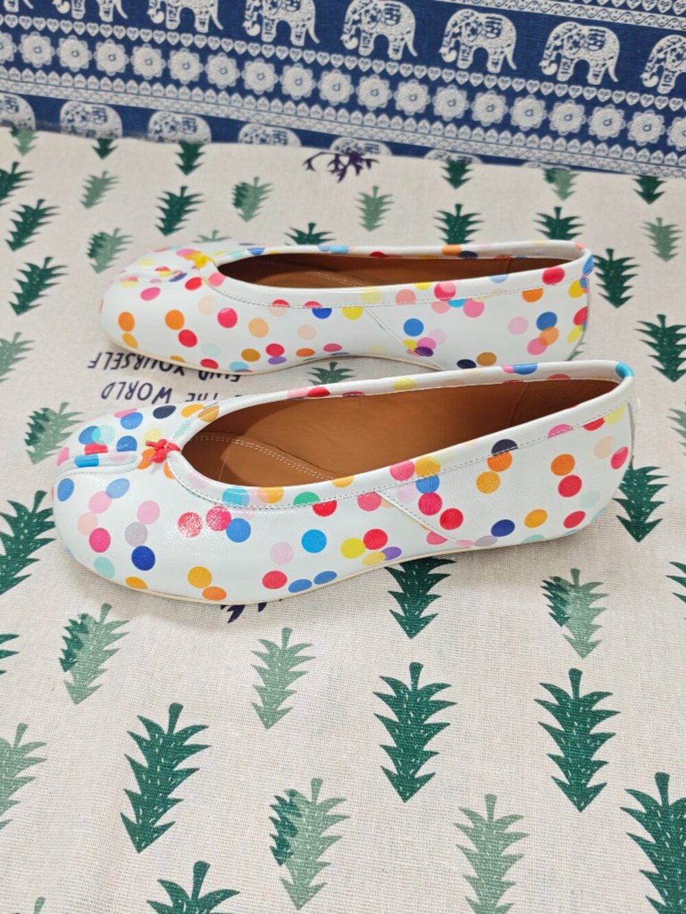 Maison Martin Margiela Tabi White Multi Polka Dot Flat Shoes - Picture 3 of 11